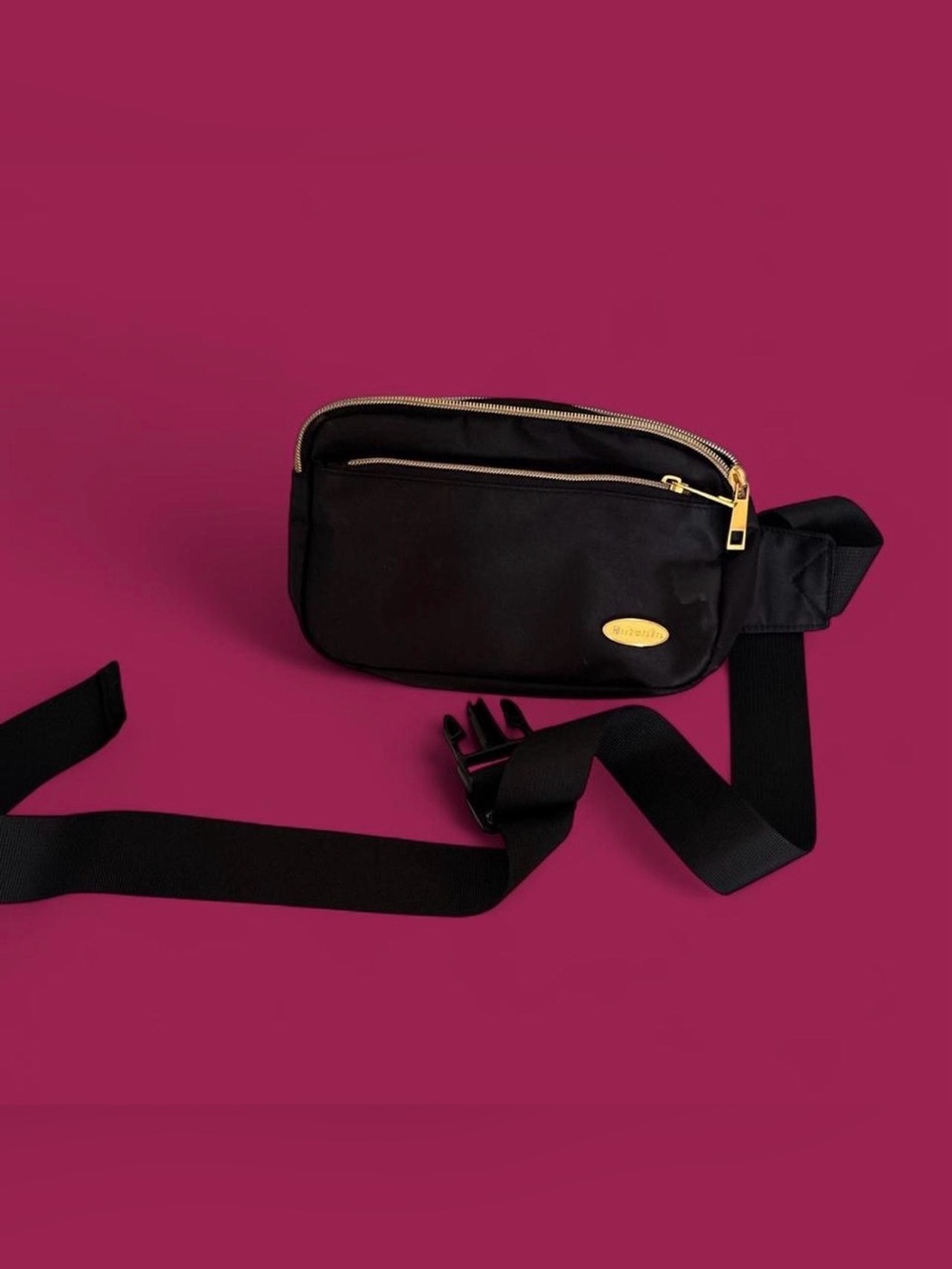 Black Gold-Accent Waist Bag
